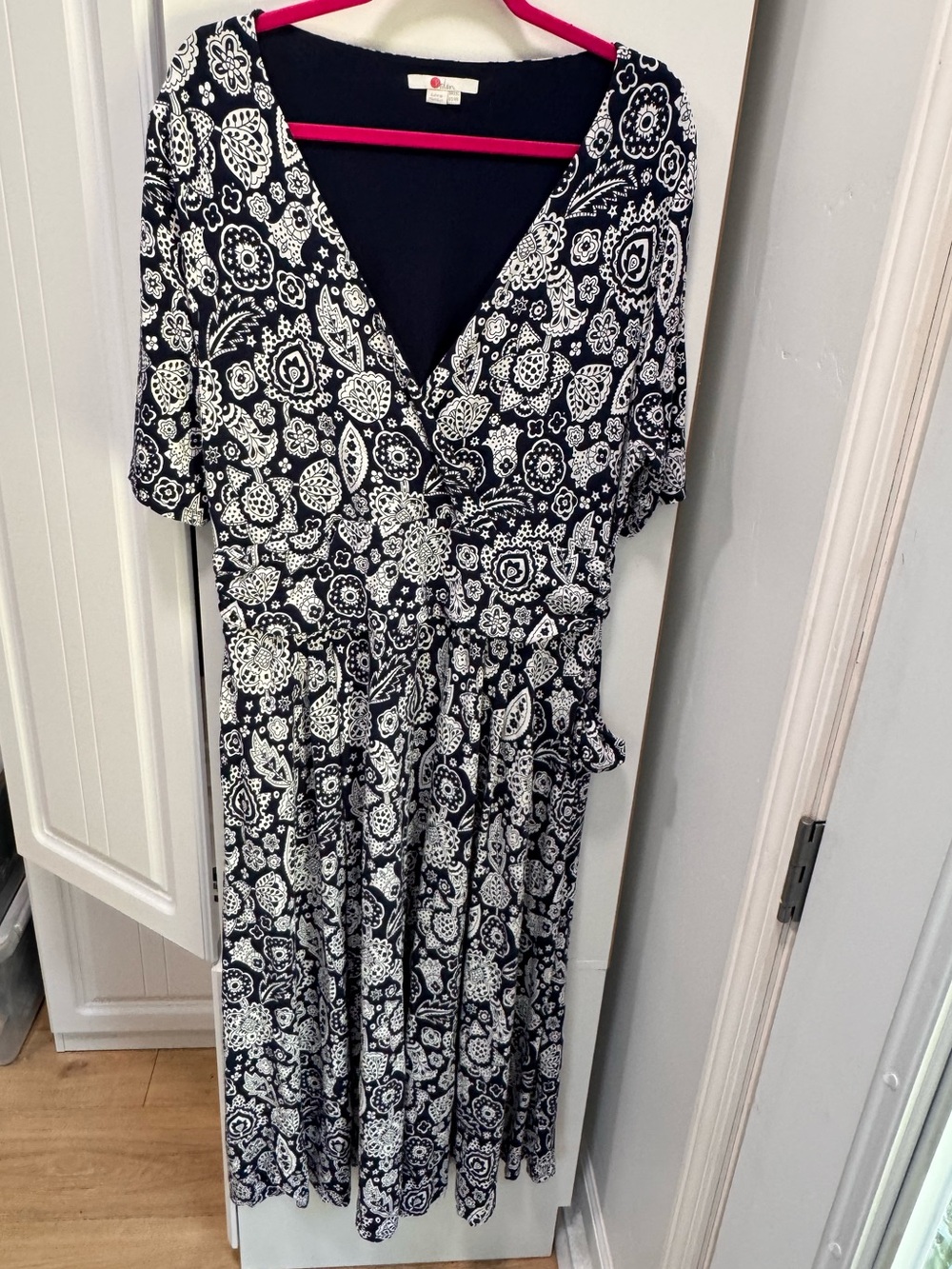BODEN Navy and White Paisley Dress